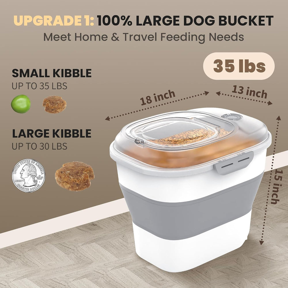32-35 Lbs Dog Food Storage Container Wheels,Collapsible Dog Food Container