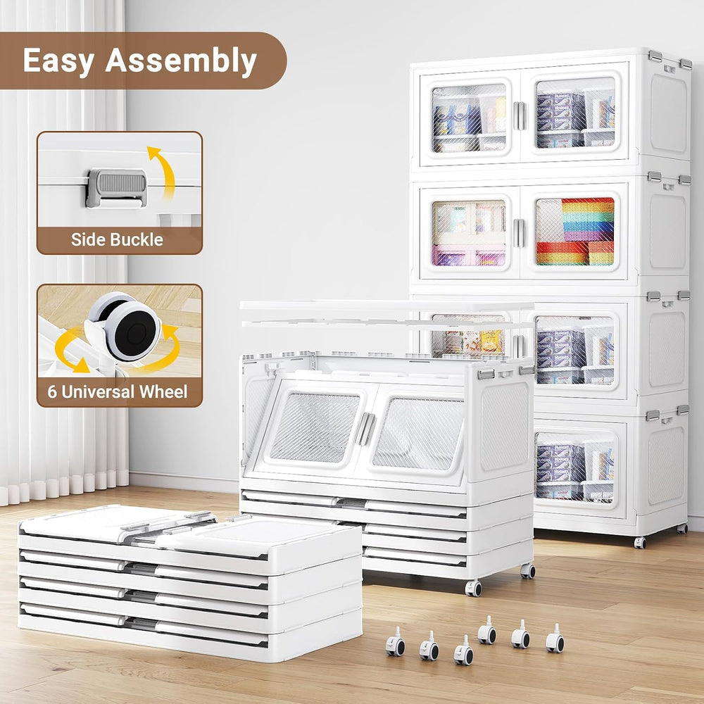BROVIEW 660 Qt Extra Large Stackable Storage Bin with Lid, 3 Pack White
