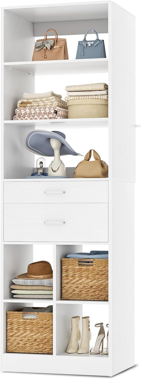 Besiost 22" Closet System with Drawers, Small Closet Organizer for Walk ...