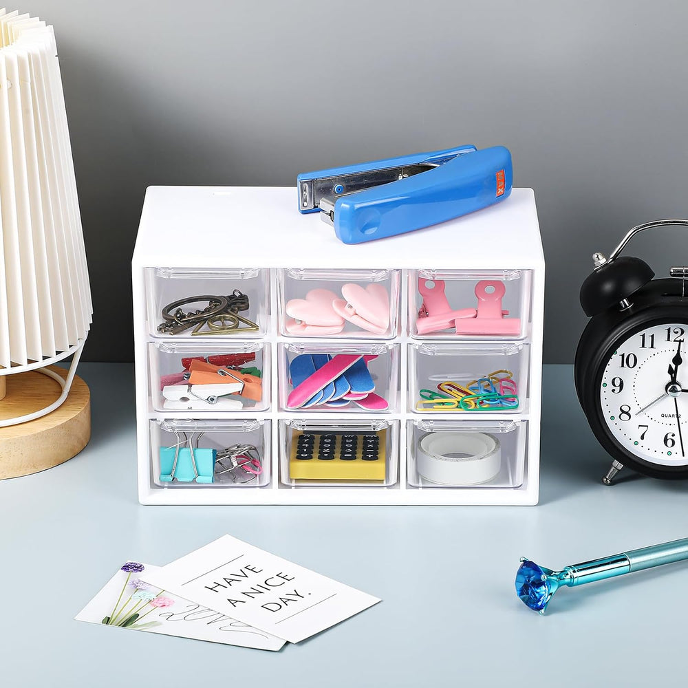 Rtteri 9 Pieces Mini Drawer Organizer Plastic Desktop Storage Box, White