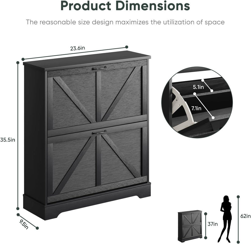 Smart FENDEE Shoe Cabinet, Shoe Storage Cabinet for Entryway with 2 Flip Draw...