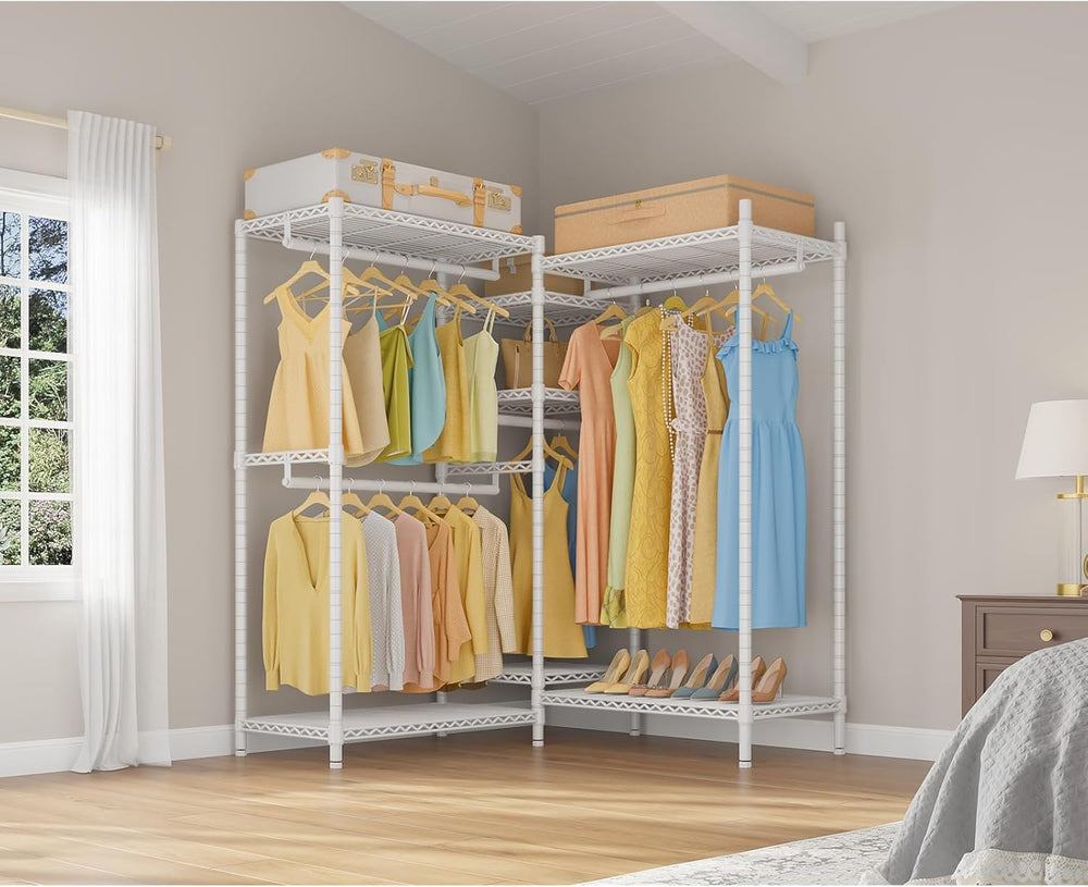 VIPEK L6 Heavy Duty Clothes Rack L Shape Clothing Rack 5-Tier Wire Garment Ra...