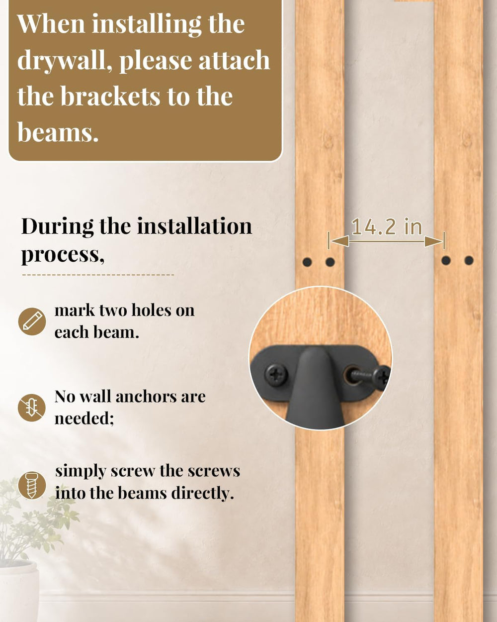 Floating Shelves for Wall,3-Tier Rustic Wood Ladder Wall Shelf,16" Brown