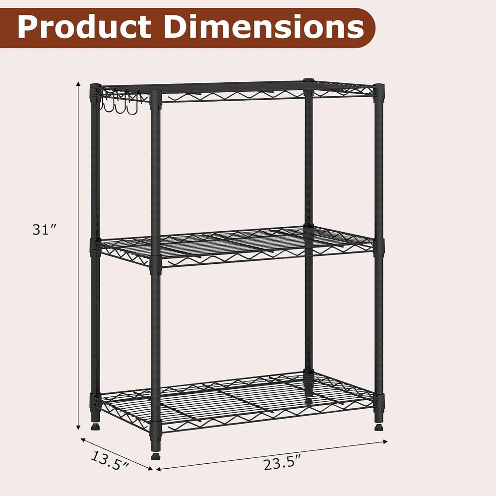 GOFLAME 3-Tier Metal Storage Shelving Unit, Heavy-Duty Adjustable Utility She...