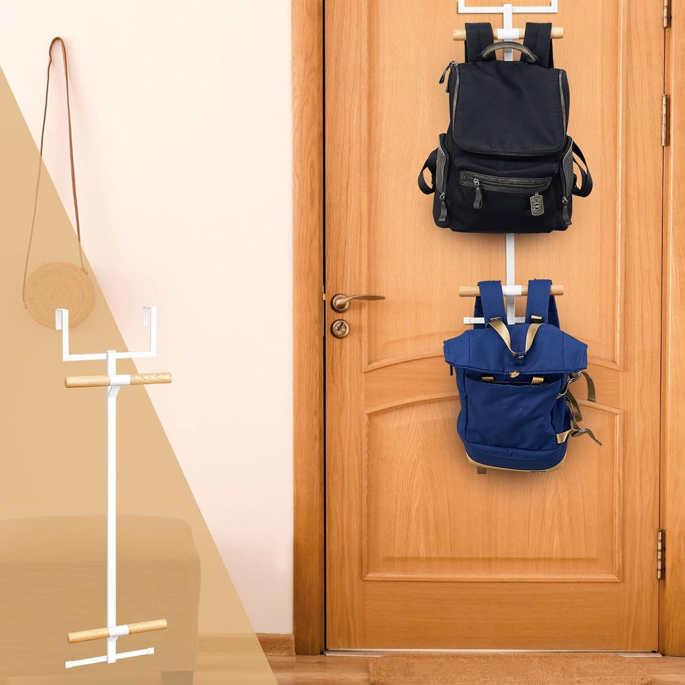 Over The Door Backpack Hanger, 2 Tiered Metal Storage Rack Backpacks Hooks