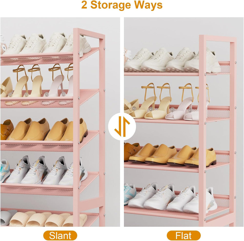 Large Shoe Rack 8 Tier Shoe Organizer, Heavy Duty Metal 4-Tier Stackable Shoe...
