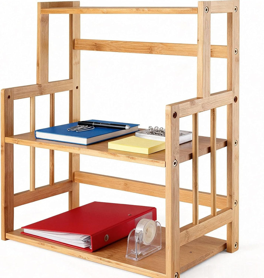 Bamboo Spice Rack 3-Tier Kitchen Countertop Organizer, Adjustable Shelf Pantr...