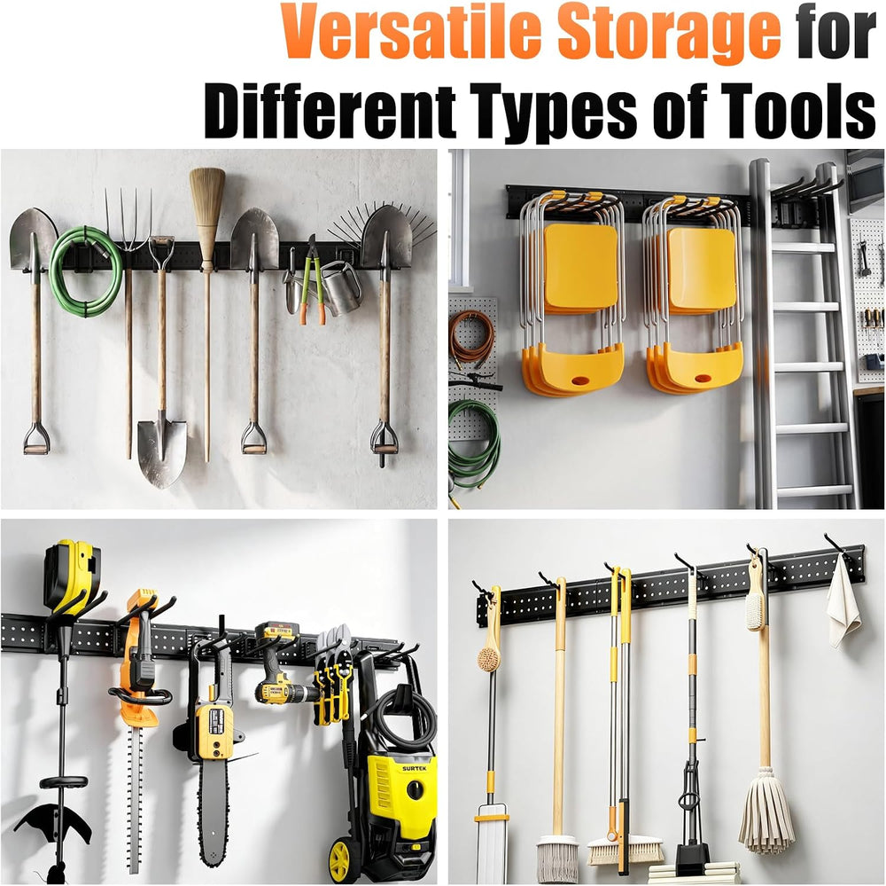 Garage Tool Organizer Wall Mount 66 inches with 13 Adjustable Heavy-Duty Hook...