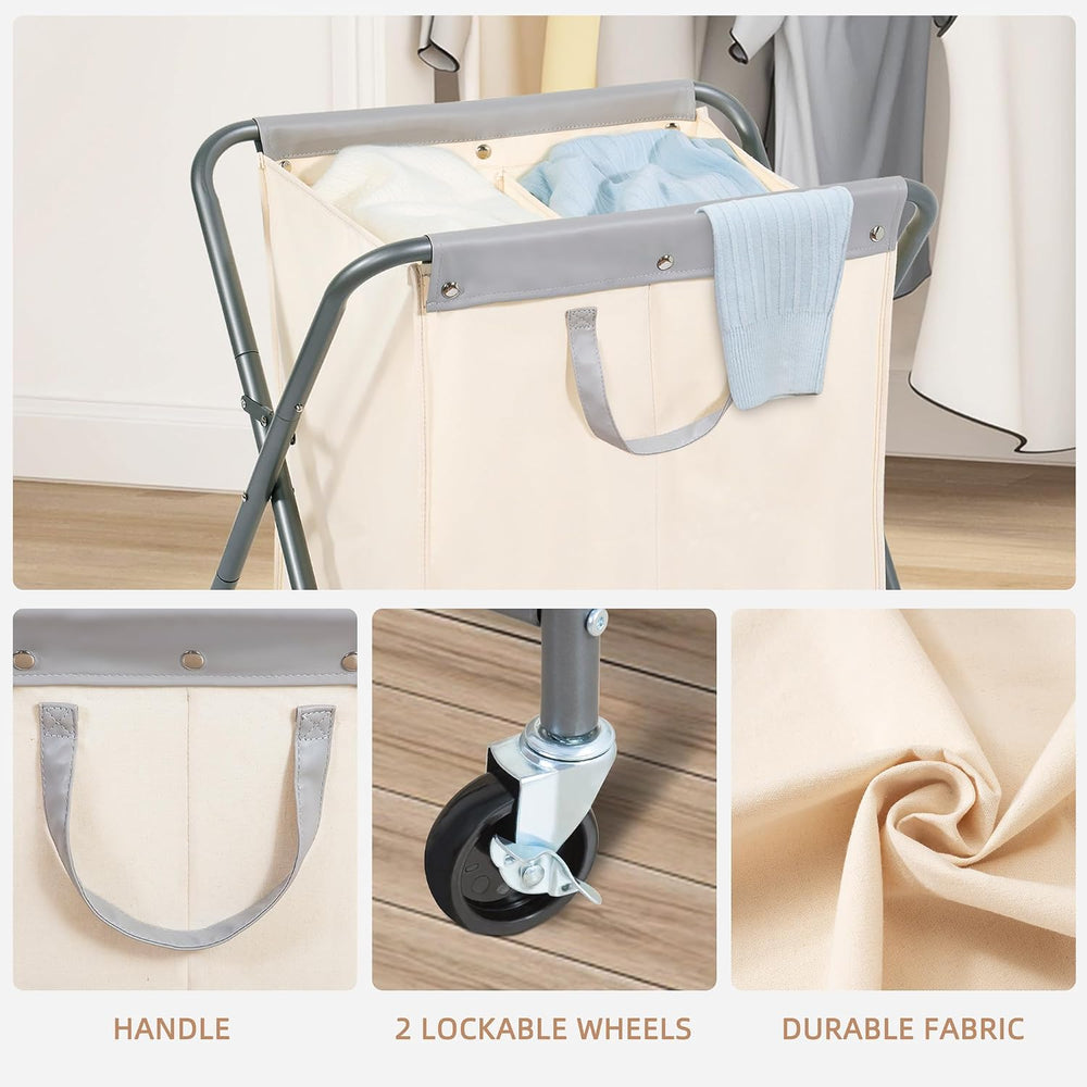 STORAGE MANIAC 125L Collapsible Laundry Hamper with Wheels, Rolling Laundry B...