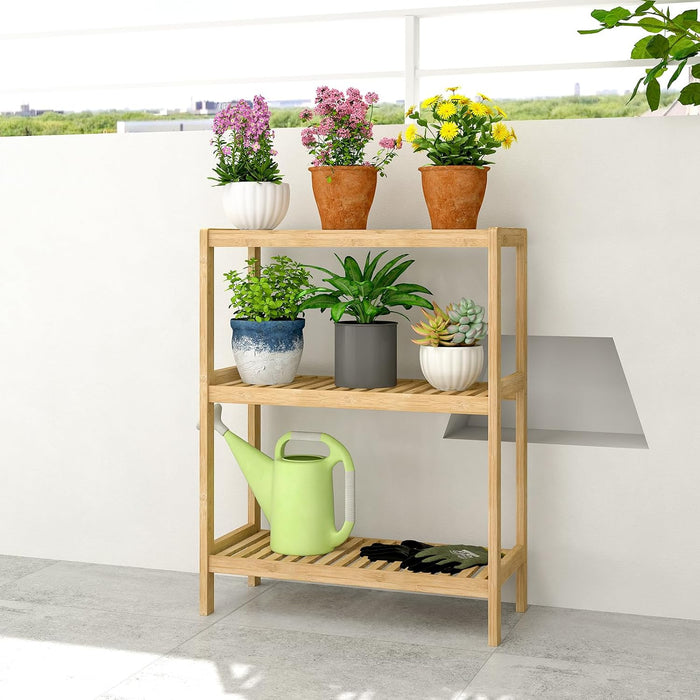Bamboo Bathroom Shelf, Multifunctional Storage Shelf, 3-Tier