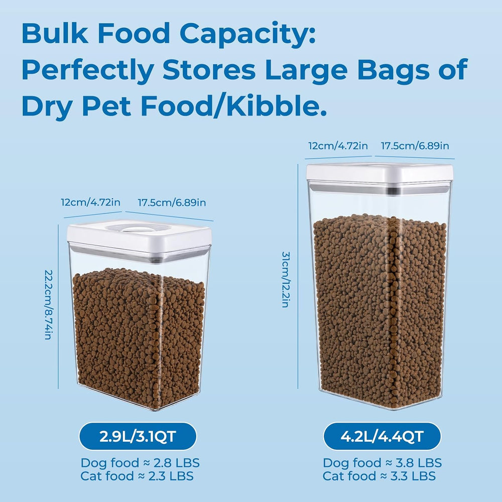 UFORU Dog and Cat Food Storage Containers, 3.1 and 4.4 Qt Airtight 2-Pack