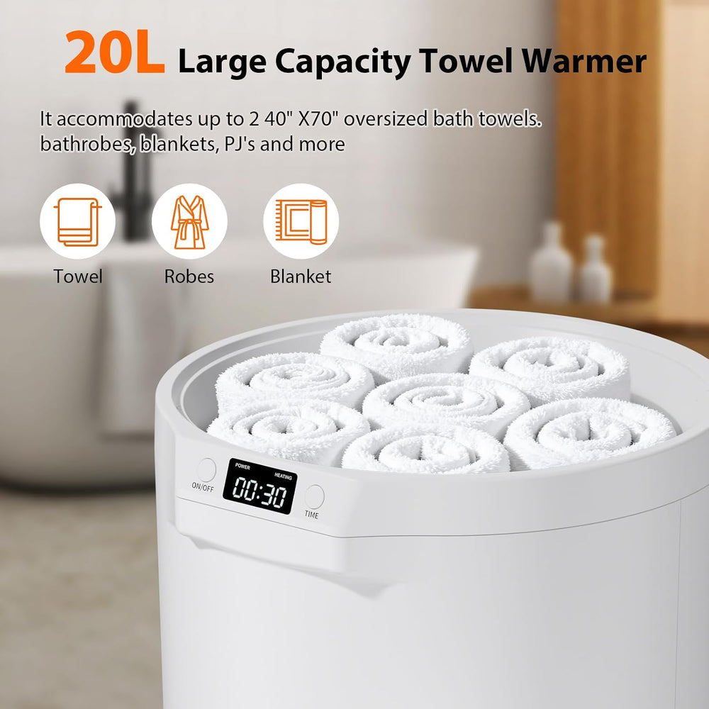 Towel Warmer, 20L Large Towel Warmers for Bathroom, Towel Bucket Fits Up Two ...