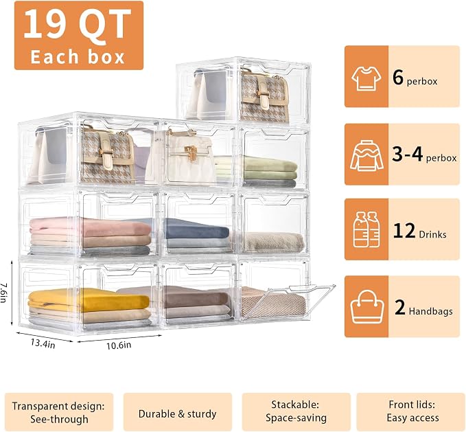 10 Pack Closet Organizers and Storage, Clothes Organizers and Storage, Plastic