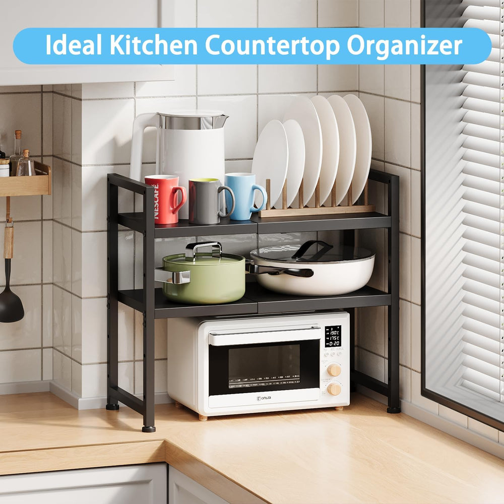 2-Tier Expandable Metal Storage Shelves,150LBS Heavy Duty Shelving Units and ...