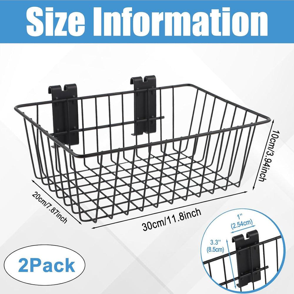 Polmart Heavy Duty Gridwall/Grid Panel Basket, Black (2-Pack)