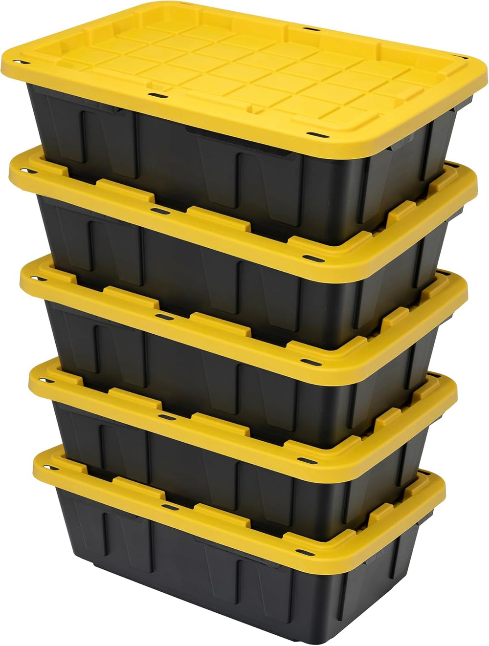 CX Heavy Duty 15-Gallon Stackable Plastic Storage Bins with Lids, 5 Pack