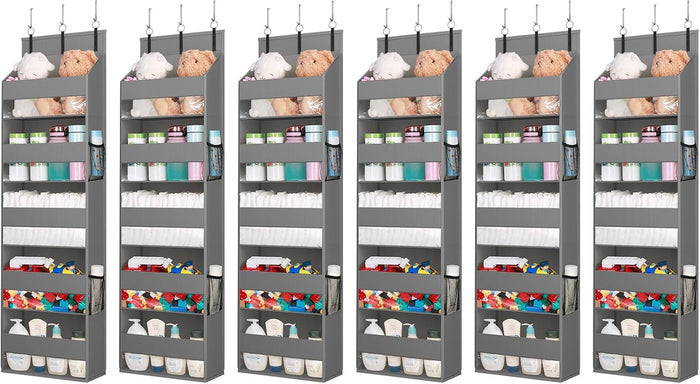 Lifewit 6 Pack Over the Door Organizer 5 Section Hanging Storage, Dark Gray
