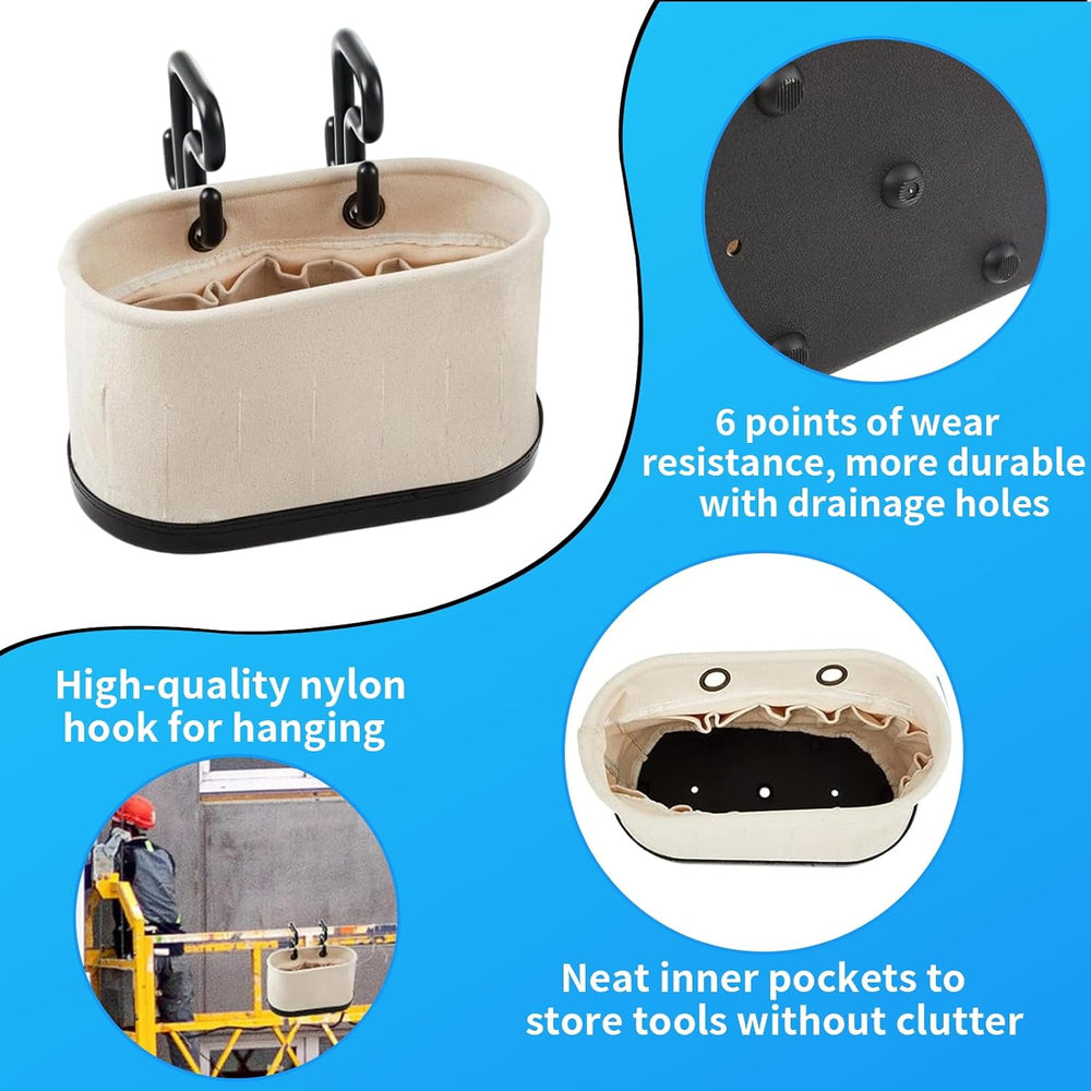 Canvas Bucket Bag, Aerial Oval Tool Bucket With Hooks & 15 Pockets, Oval ...