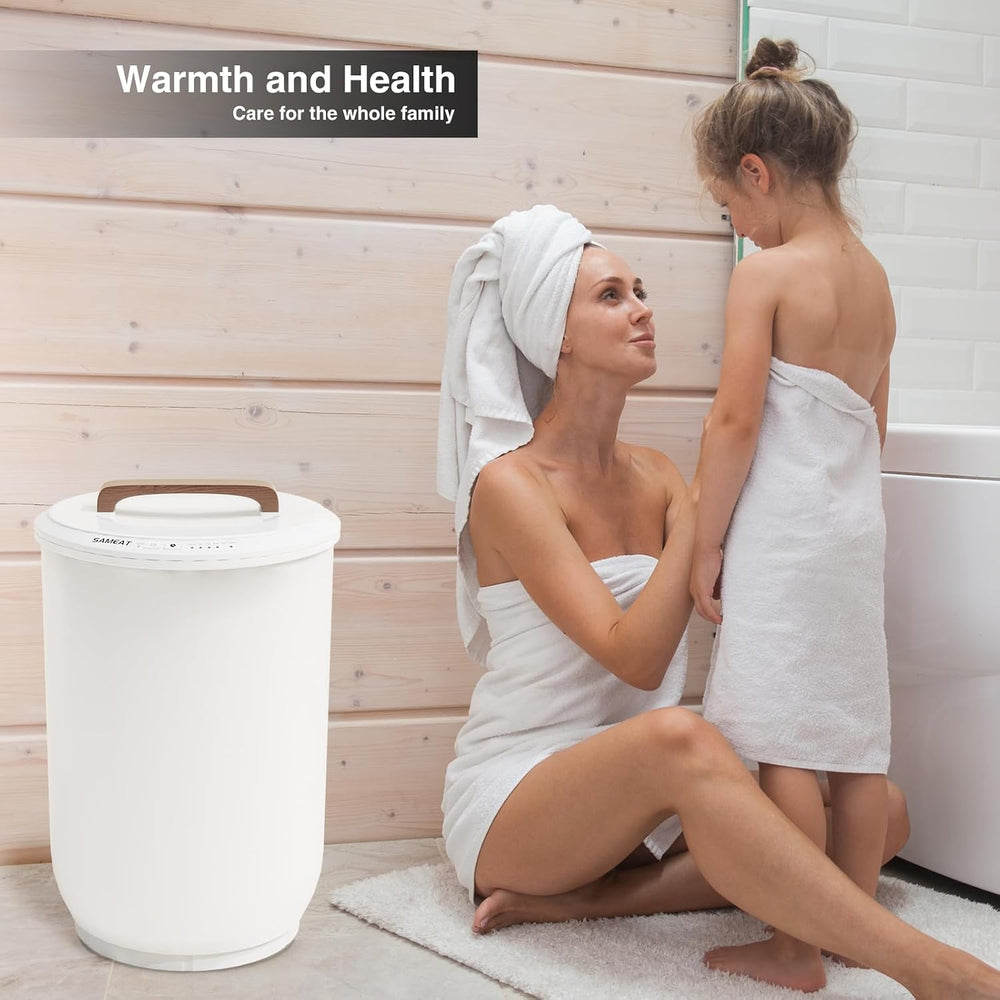 SAMEAT Heated Towel Warmers for Bathroom - Large Towel Warmer Bucket, Wood Ha...