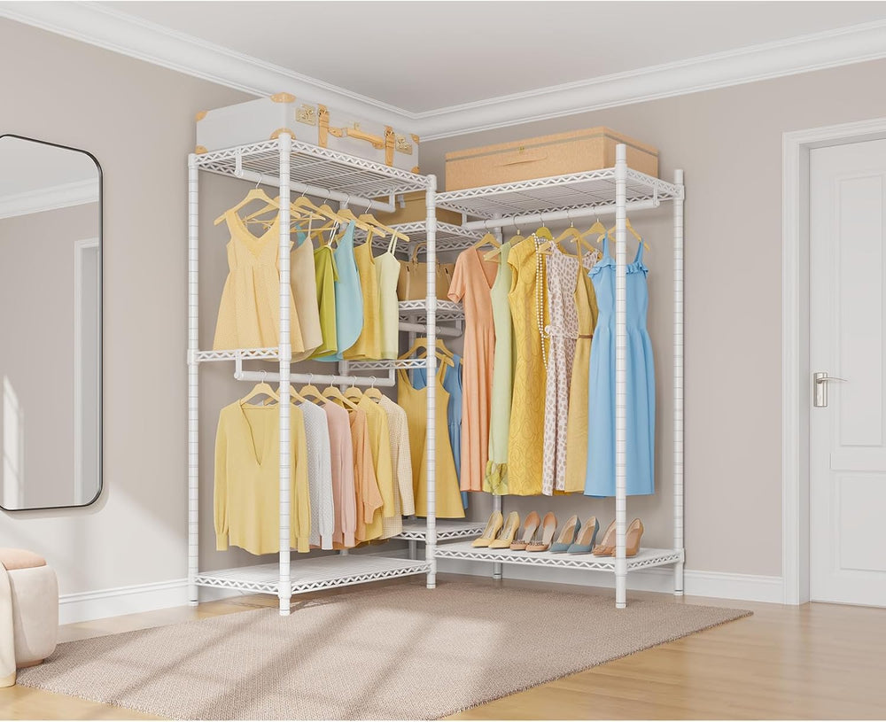 VIPEK L6 Heavy Duty Clothes Rack L Shape Clothing Rack 5-Tier Wire Garment Ra...