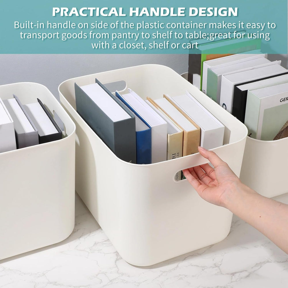 Zopeal White Plastic Storage Bins,10 Pcs,14 x 10.5 x 9.5 Inch