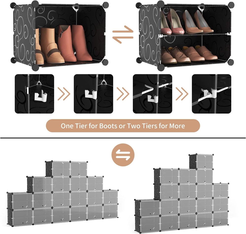 ROJASOP Portable Shoe Rack Organizer, 72 Pairs Covered Shoe Rack Shoe Organiz...