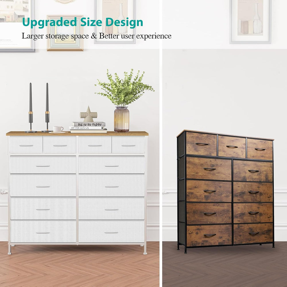 VASICAR 12 Drawers Dresser for Bedroom, Compact Chest of Drawers