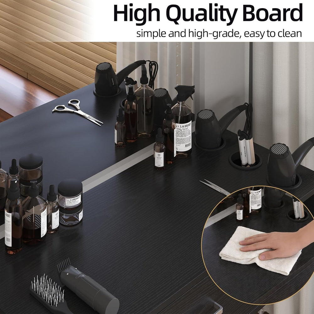 4ever2buy Wall Mount Salon Station, Black Barber Station Organizer with Drawe...