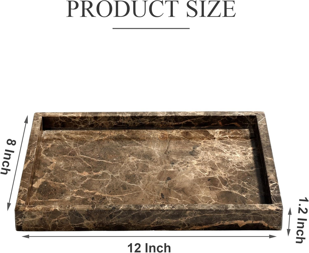 Real Natural Marble Tray for Bathroom, Genuine Marble Stone Vanity Tray, Luxu...