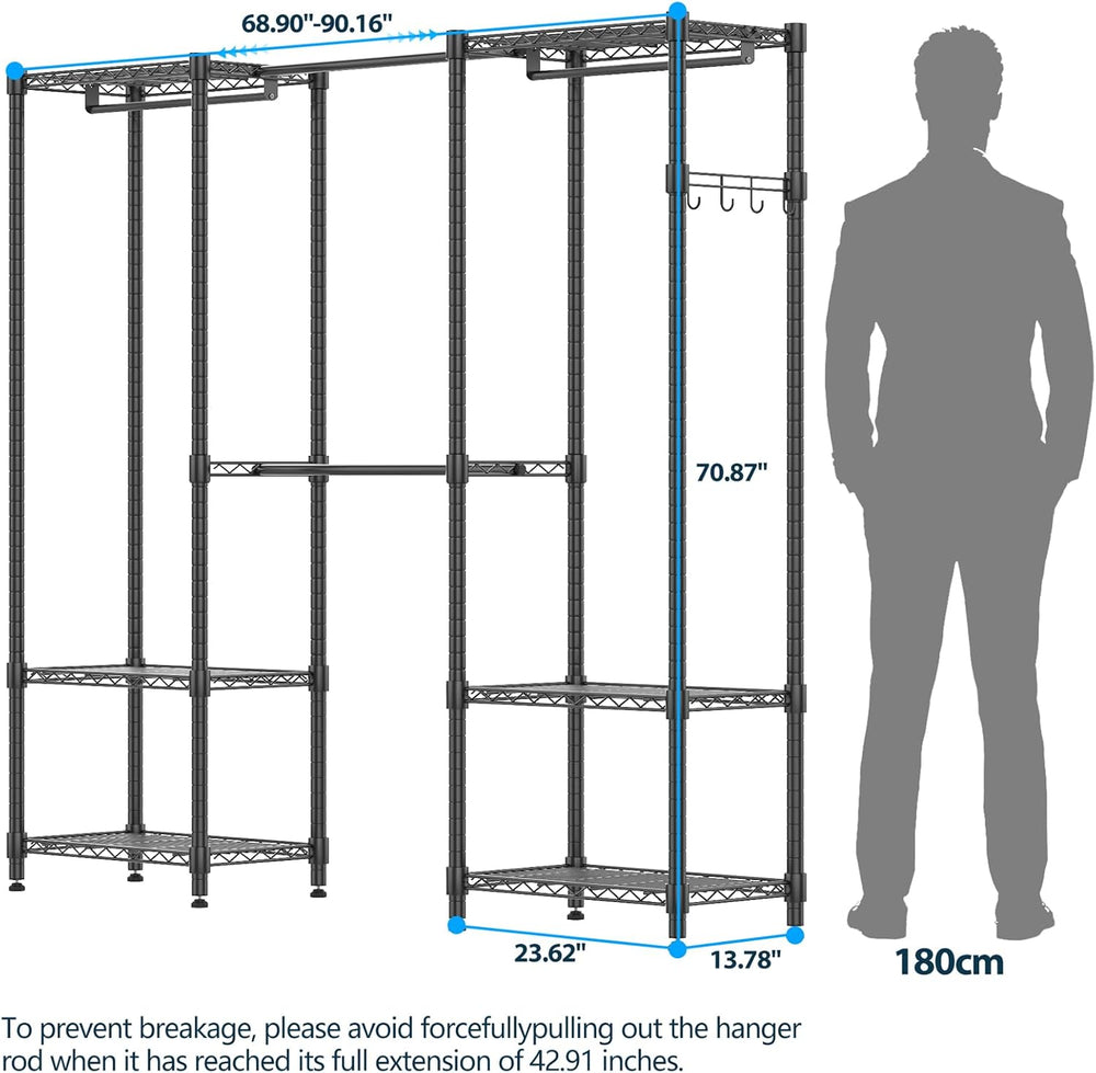 Homdox Heavy Duty Garment Rack with Extendable Hanging Rods, Adjustable Metal...