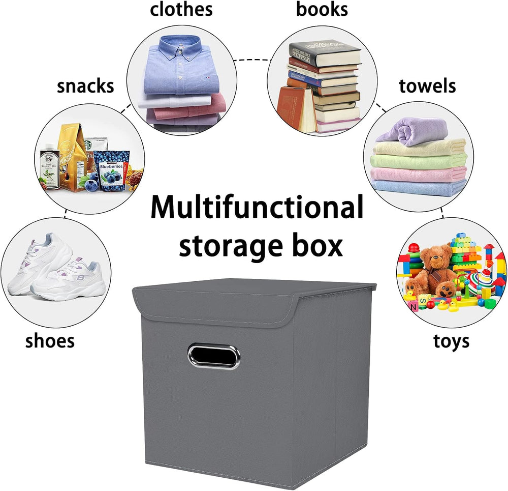 Closet Organizers Fabric Storage Bins With Lids Collapsible Cube Storage Orga...