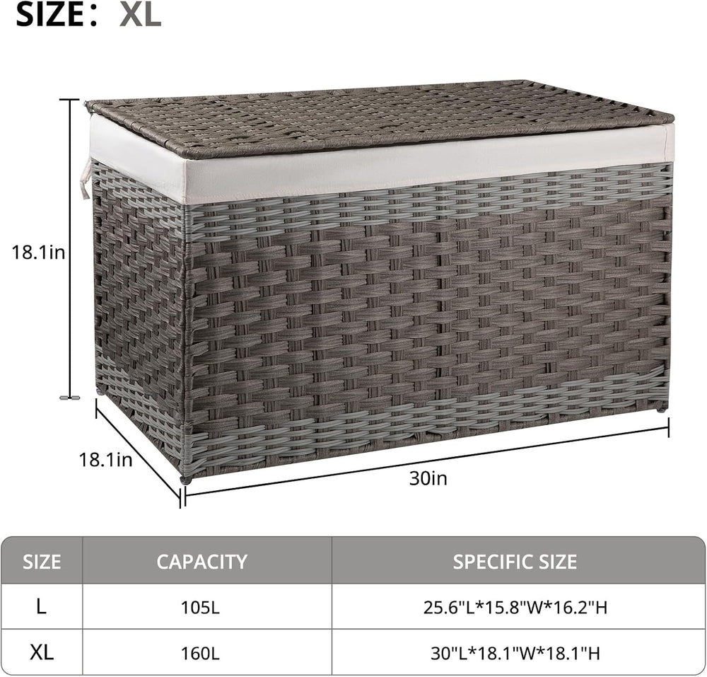 OIAHOMY Storage Basket with Lid, 42.3 Gallon (160L) Blanket Basket with Remov...