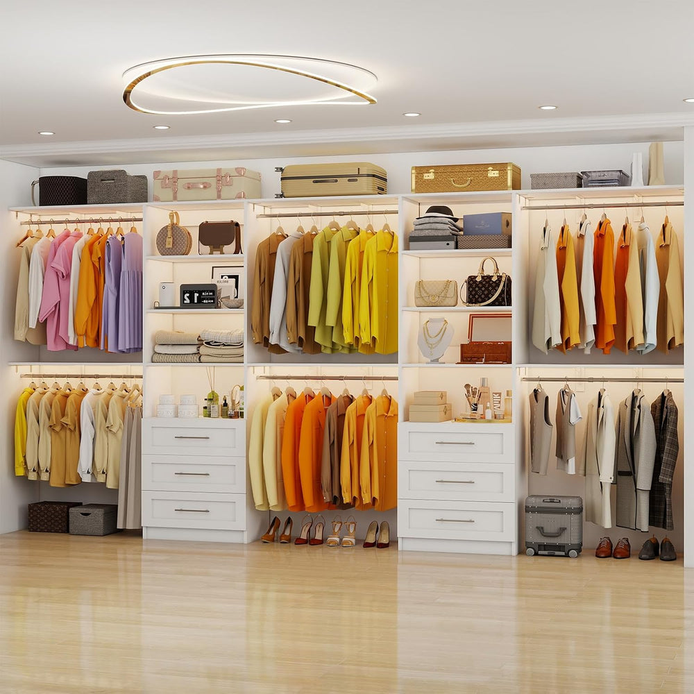 Closet System with 6 Drawers, 6-12FT Closet Organizer System with Cuttable Sh...
