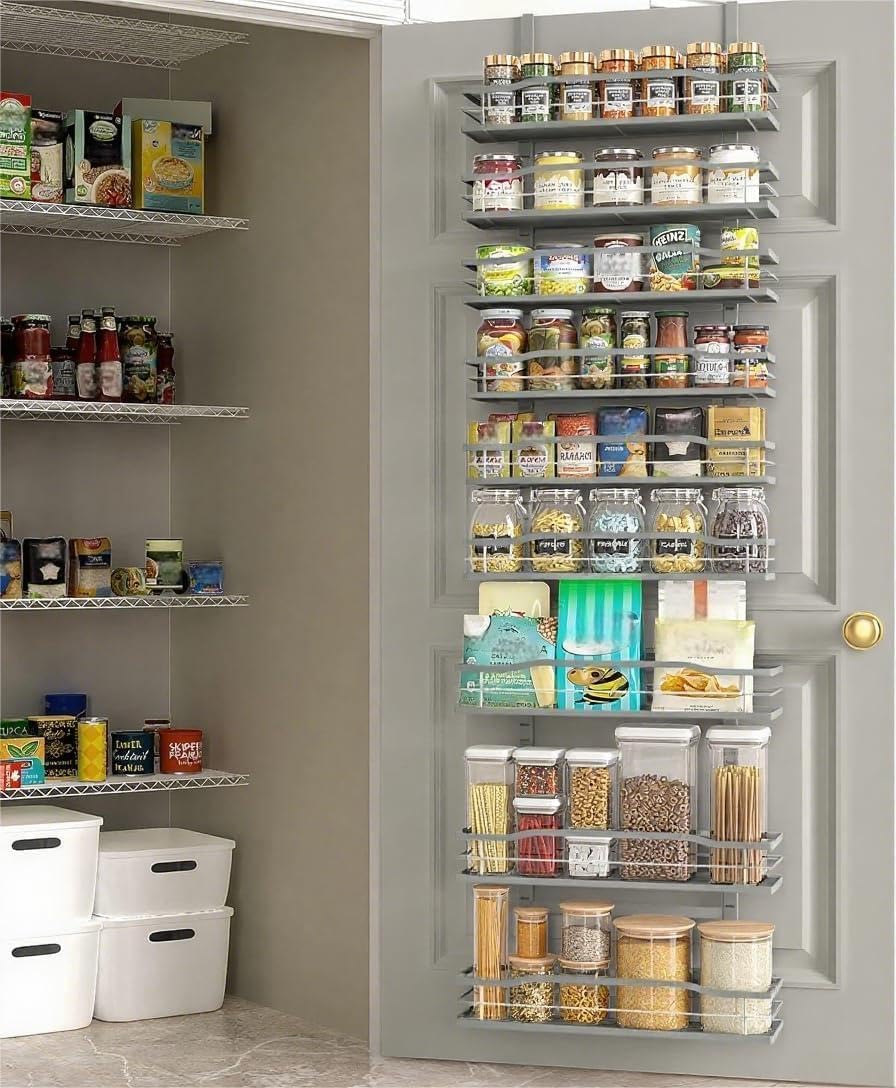 Moforoco Grey 9-Tier Over The Door Pantry Organizer, Pantry Organization and ...