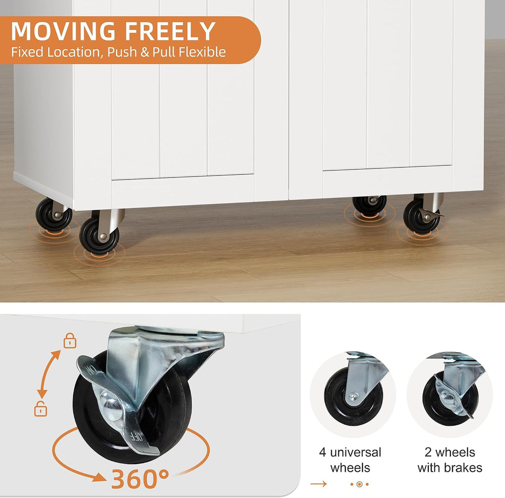 Shintenchi Kitchen Island Cart with Storage, Rolling Microwave Table