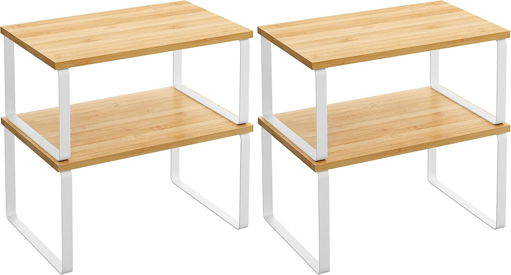 SONGMICS Cabinet Organizer Shelf, Set of 2 Kitchen Counter Shelves, Kitchen S...