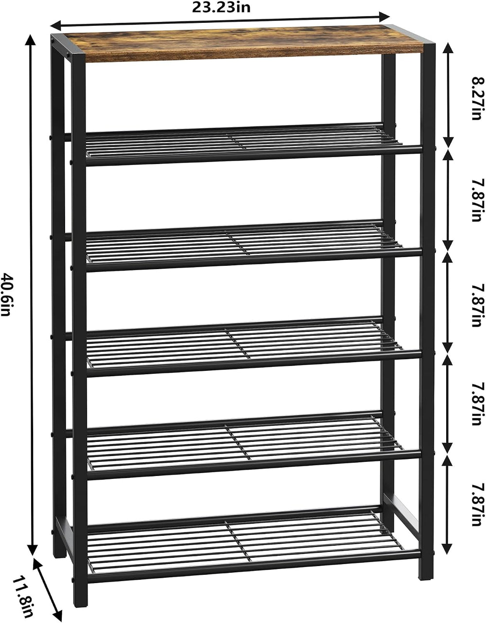 Yusong Shoe Rack Organizer, 6 Tier Industrial Shoe Storage Shelf, Narrow Stur...