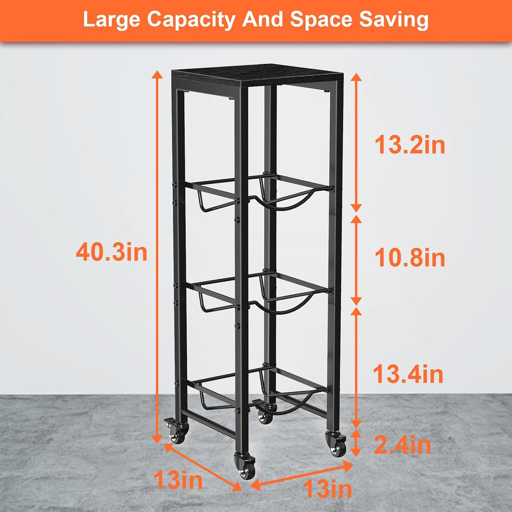 5 Gallon Water Bottle Jug Holder 3-Tier Organizer with Lockable Casters Heavy...