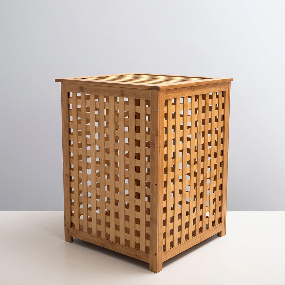 Chakra Bamboo Laundry Basket with Inner Fabric Liner - Laundry Hamper for Dir...