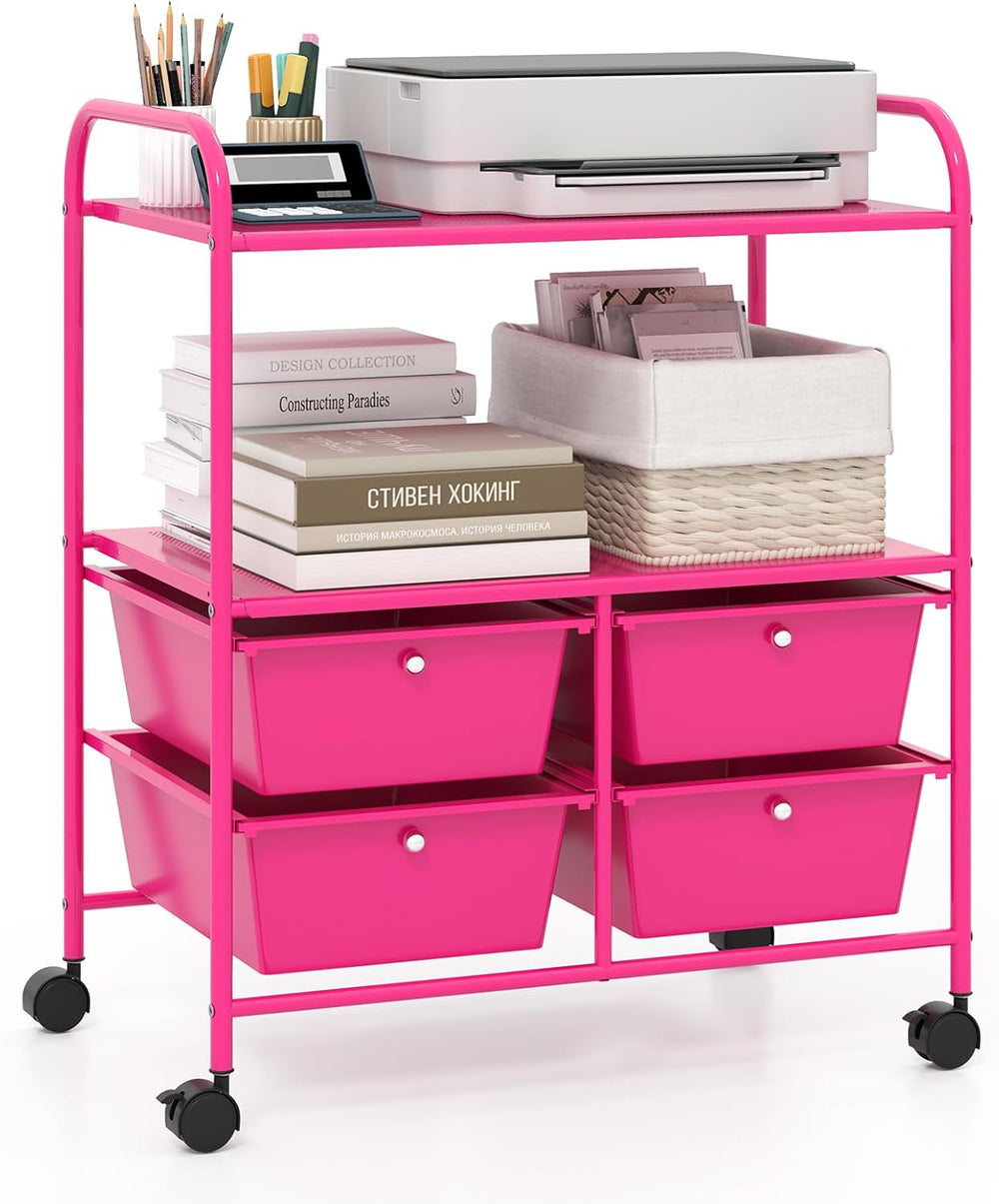 Giantex Rolling Storage Cart w/ 4 Drawers 2 Shelves Metal Rack Shelf Home Off...