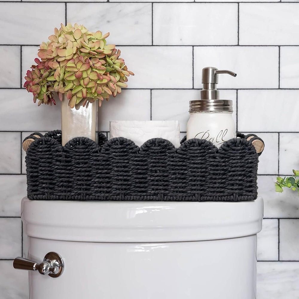 CubesLand Bathroom Basket Organizer, Toilet Tank Paper Storage Baskets 2PK