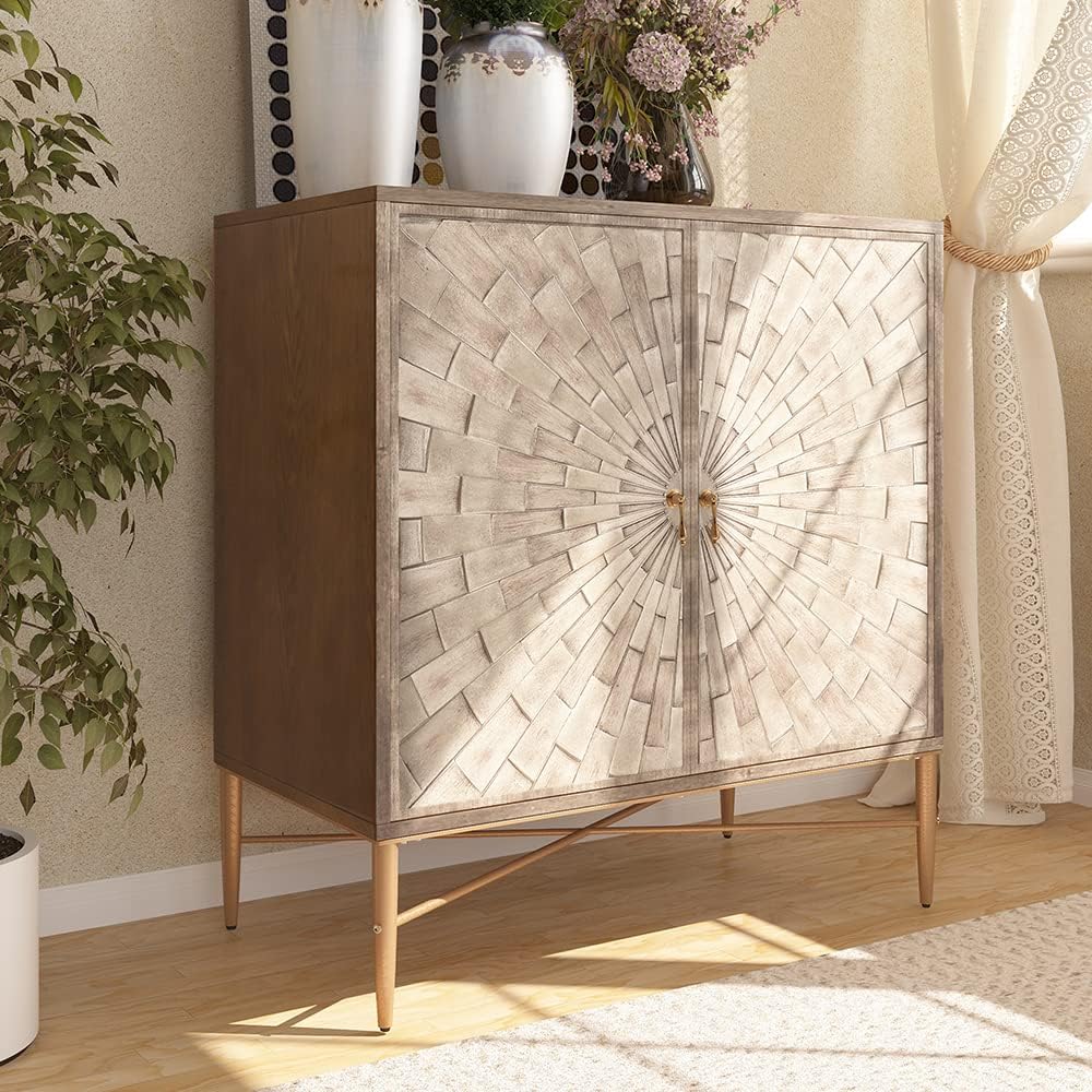Boyel Living Vintage Wood Storage 2 Door Accent Cabinet