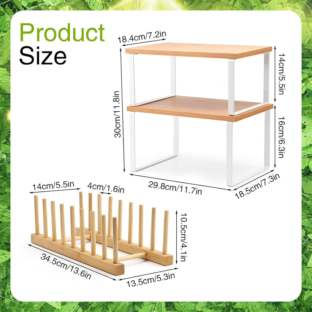 4 Pcs Kitchen Organizer Accessories Set – Stackable Metal Counter Shelves wit...