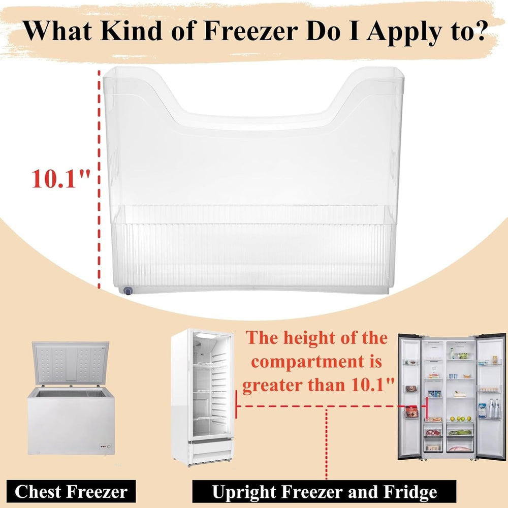 Peohud 3 Pack Freezer Organizer Bins with Wheels, Clear Plastic Pantry Storag...
