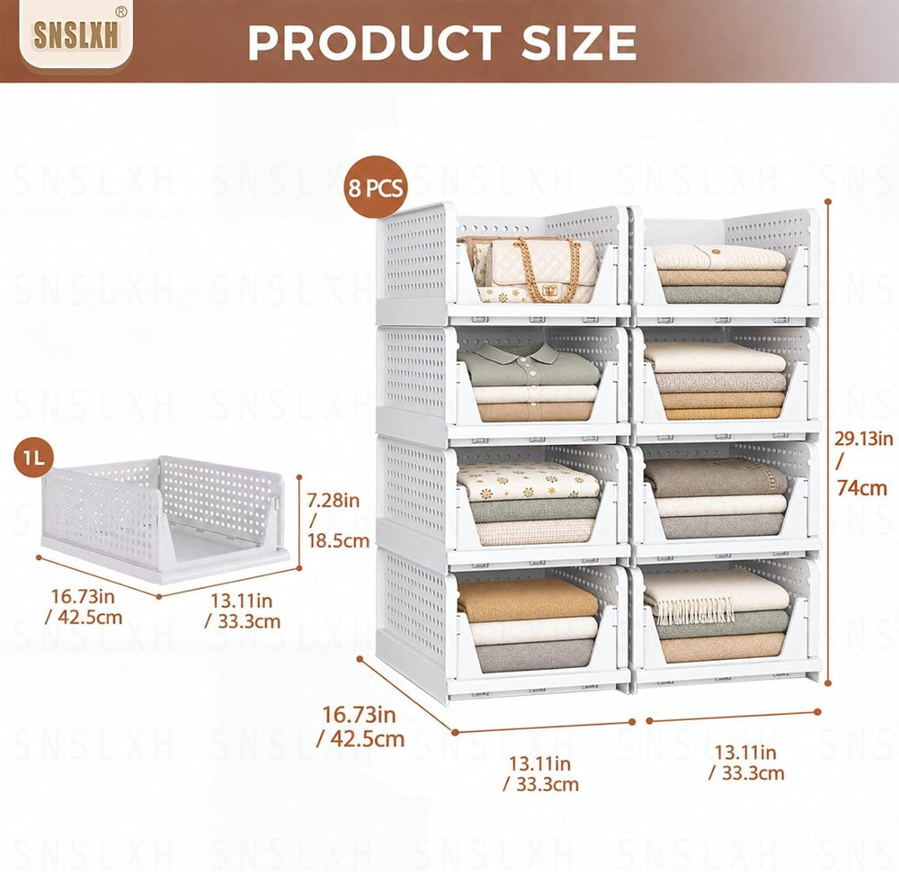 SNSLXH Closet Organizers and Storage, 5 Pack Stackable Closet Bins