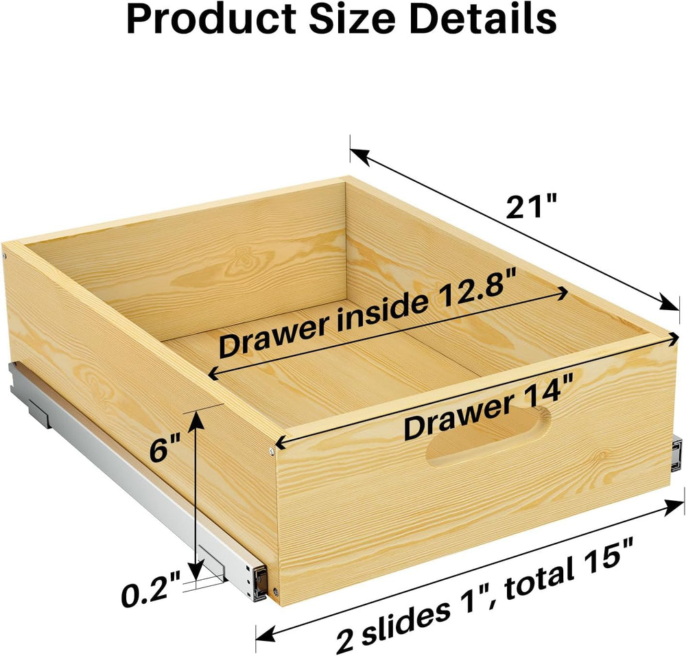 Pull Out Cabinet Organizer, Soft Close Slide Out Solid Wooden Drawers(15&quot...