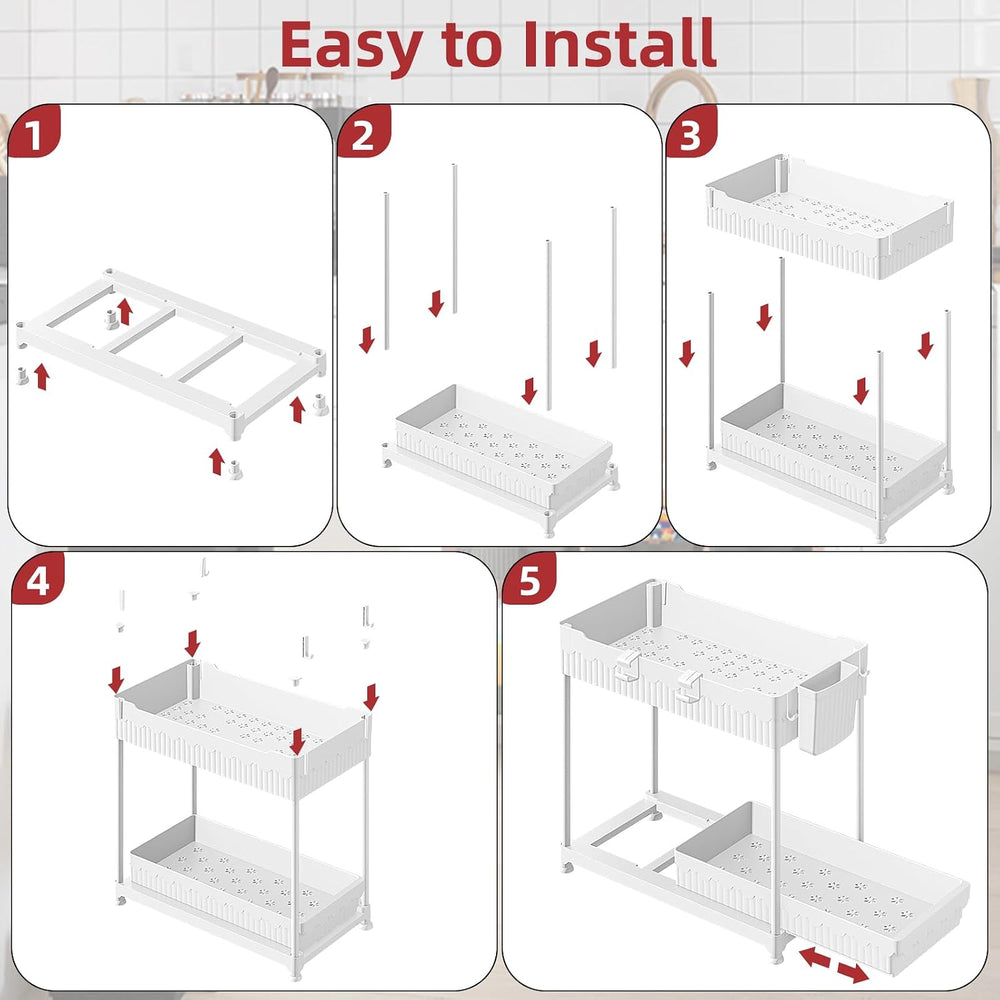 Sevenblue 4-Pack 2-Tier Under Sink Organizer with Pull Out Drawers