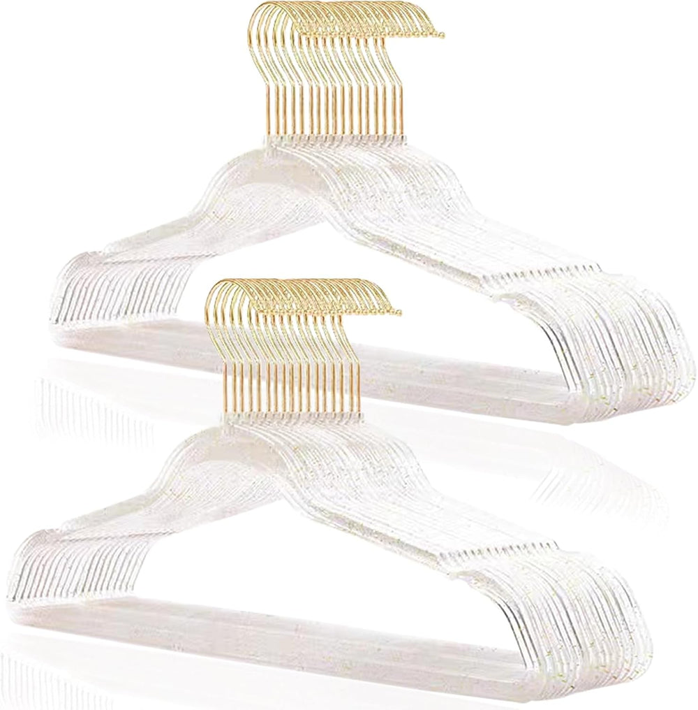 VSV stoage Clear Clothes Hangers 16", 40 Pack Plastic Coat Hanger for Ad...