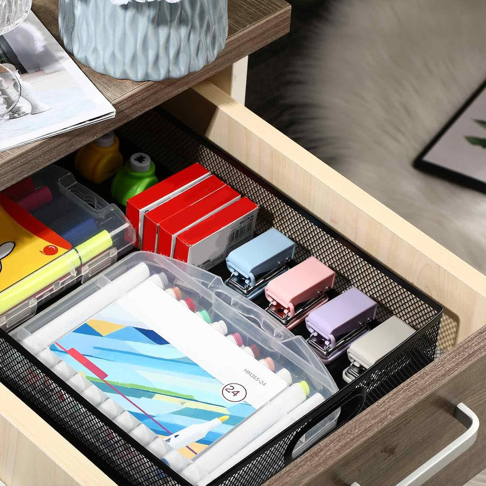 Tandefio 3 Pcs Black Desk Drawer Organizer Bulk Metal Mesh Tray