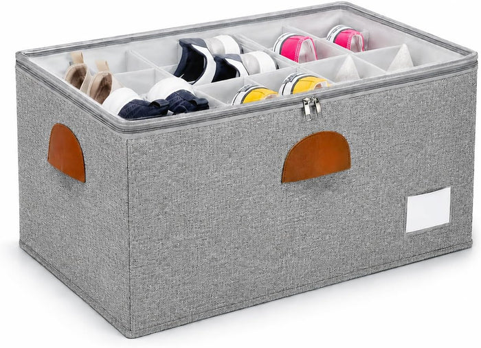 1 Pack Shoe Organizer for Closet with Adjustable Divider Shoe Storage Box